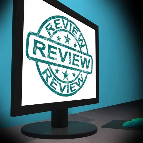 Pantalla de revisión significa examinar la revisión o reevaluar —  Fotos de Stock
