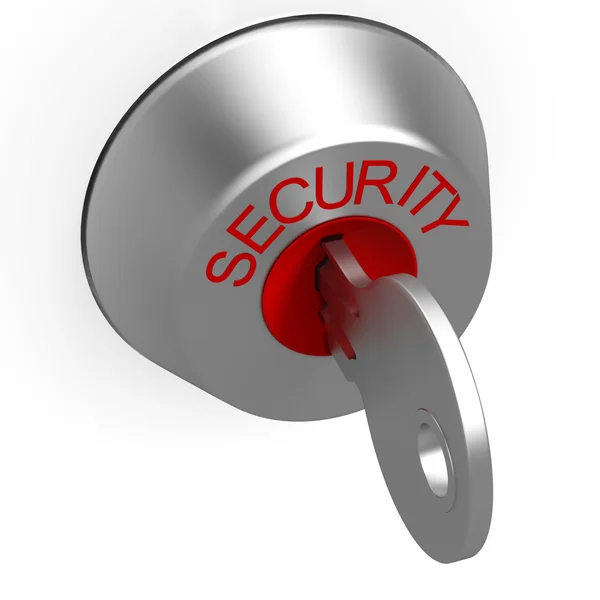 Key In Security Lock Showing Safeguard — Stock Photo, Image