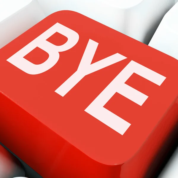 Bye Key Means Farewell Or Departin — Stock Photo, Image