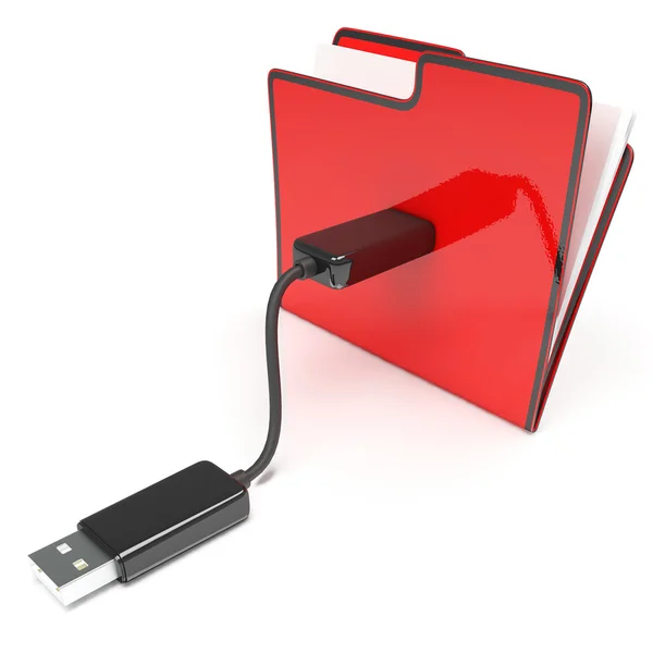 Carpeta USB o archivo muestra el almacenamiento de datos y la memoria —  Fotos de Stock