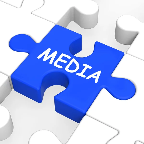 Media Jigsaw Shows Multimedia Newspapers Radio Or Tv — Stock Photo, Image