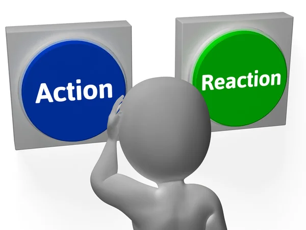 Action Reaction Buttons Show Control Or Effect — Stock Photo, Image