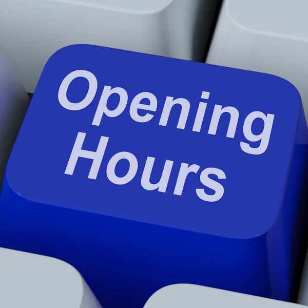 Öppna timmar nyckel visar detaljhandeln öppen — Stockfoto