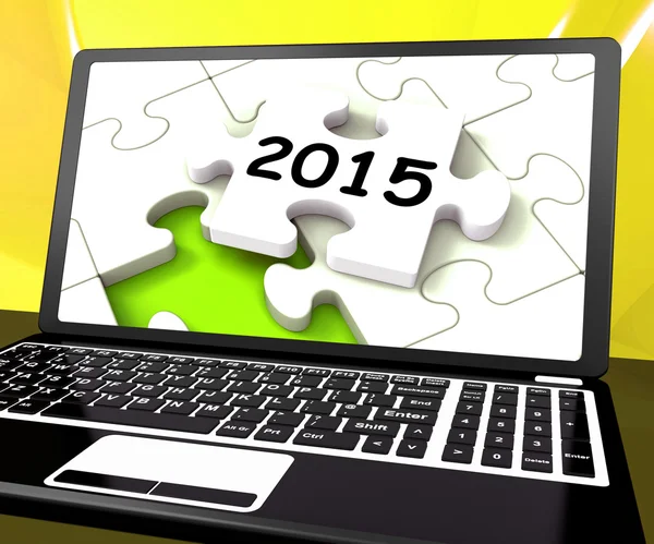 Two Thousand And Fifteen On Laptop Shows New Years Resolution 20 — Stock Photo, Image