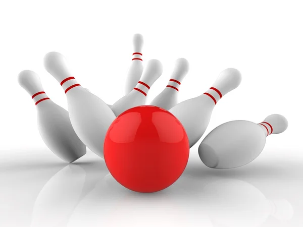 Bowling Strike Shows Skittles Game Success — Stock Photo, Image