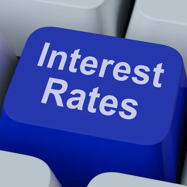 Clave de tasa de interés muestra porcentaje de inversión en línea —  Fotos de Stock