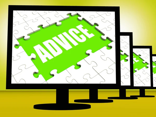 Advice Screen Means Suggestions Advise Recommend Or Suggest — Stock Photo, Image