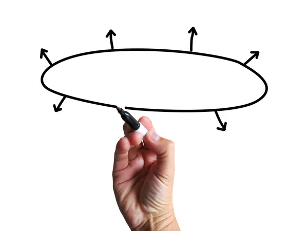 Diagrama em branco mostra Copyspace plano de negócios Setas gráfico de fluxo — Fotografia de Stock