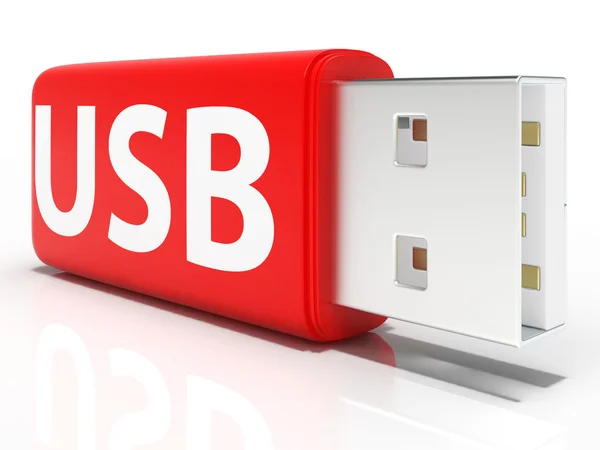 Unidad flash USB muestra almacenamiento portátil o memoria — Foto de Stock