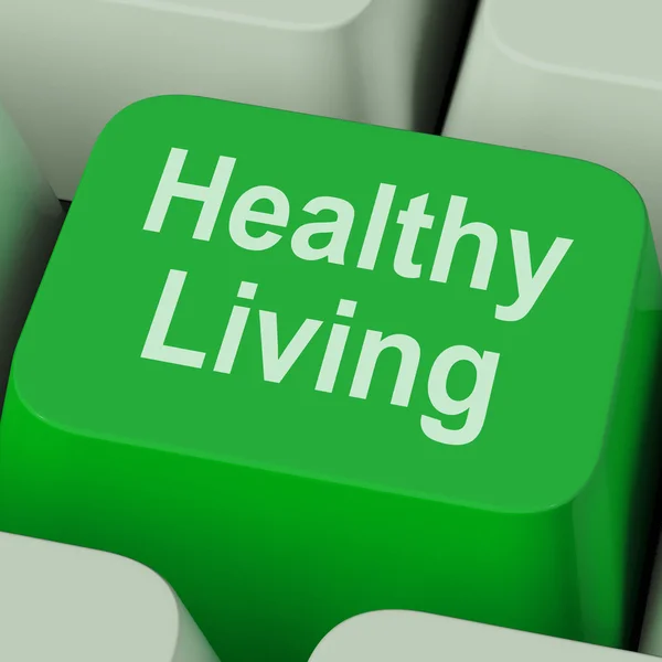 Healthy Living Key Shows Health Diet And Fitness — Stock Photo, Image