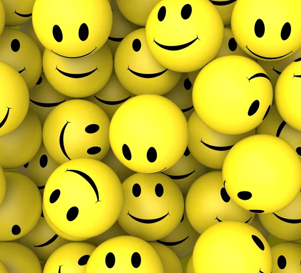 Smileys Showing Happy Cheerful Faces — Stock Photo, Image