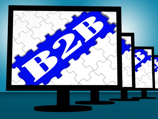 B2b On Monitors Shows Business Trading And Commerce Online — Stock Photo, Image