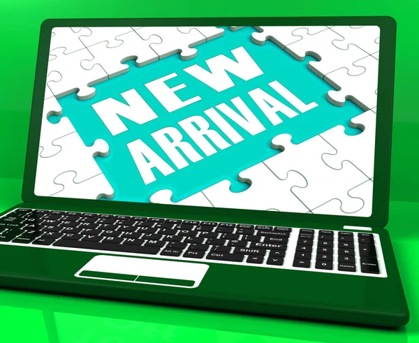 New Arrival Laptop Computer Shows Latest Products Announcement — Stock Photo, Image