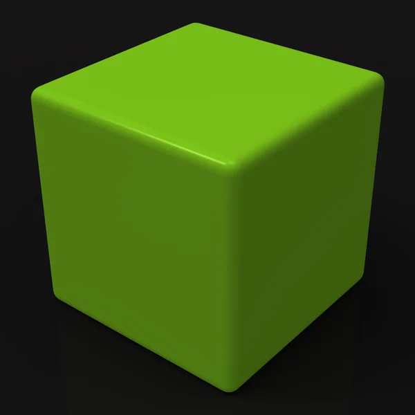 Los dados verdes en blanco muestran el cubo o la caja del Copyspace —  Fotos de Stock