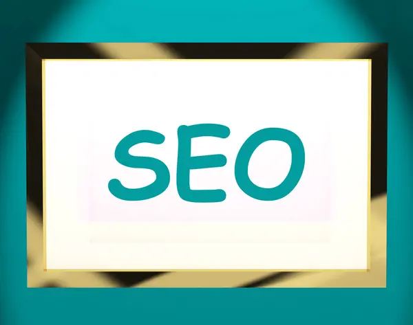 SEO op scherm toont zoeken motor optimaliseren online — Stockfoto