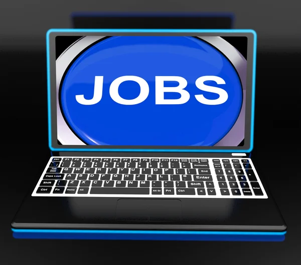 Offerte di lavoro sul computer portatile mostra disoccupazione occupazione o assunzione online — Foto Stock
