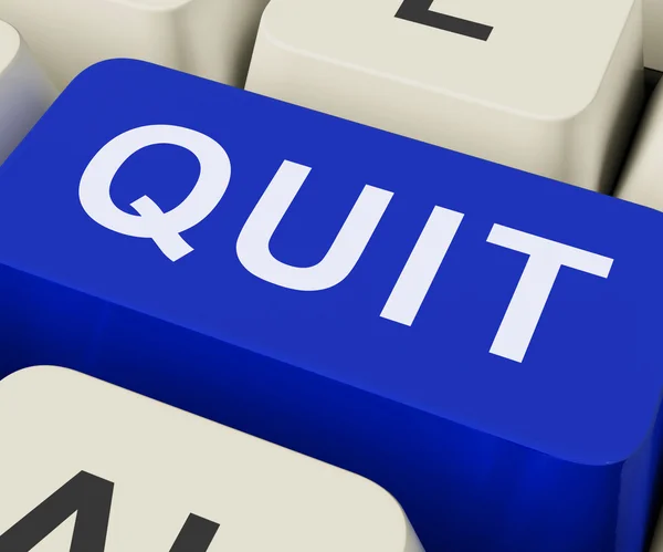Quit Key Shows Exit Resign Or Give Up — Stock Photo, Image