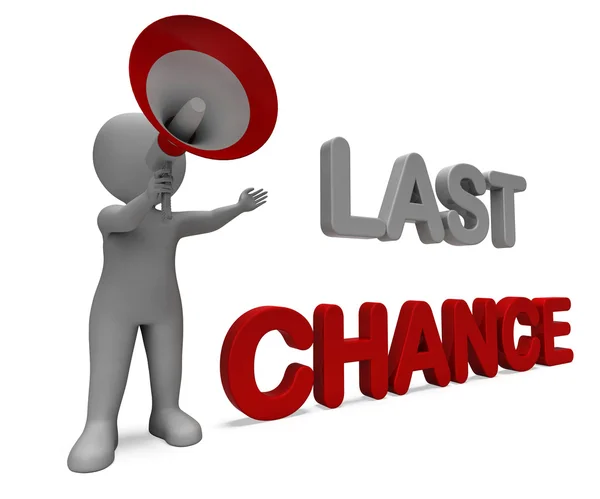Última Chance Personagem Mostra Aviso Oportunidade Final Ou Agir Agora — Fotografia de Stock