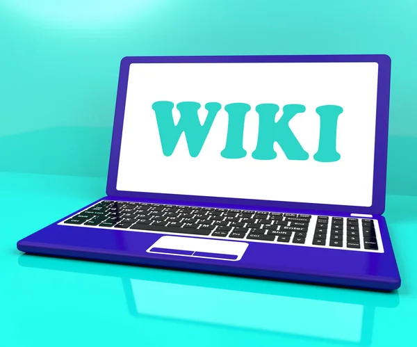Wiki 笔记本电脑显示在线网站知识或百科全书 — 图库照片