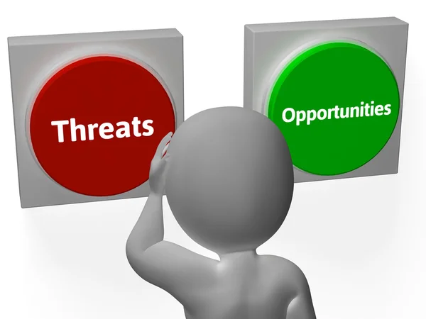 Opportunities Threats Buttons Show Tactics Or Analyzing — Stock Photo, Image