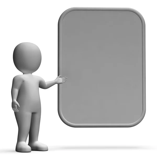 Character With Blank Board For Message Or Presentation — Stock Photo, Image