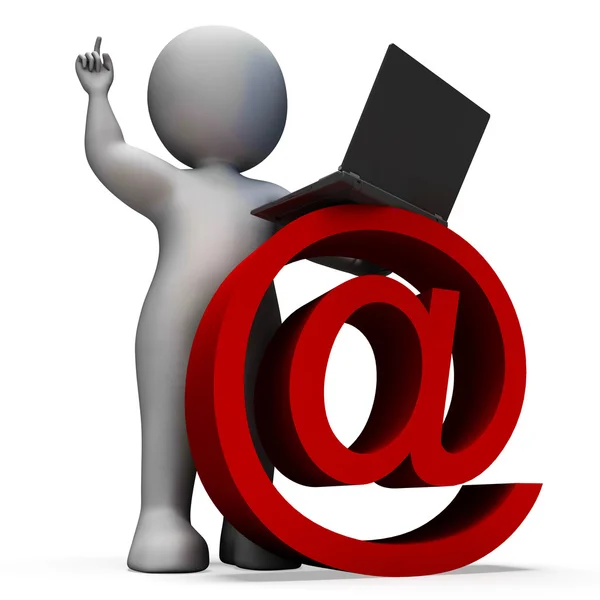 Email Sign And Laptop Showing Correspondence — Stock Photo, Image