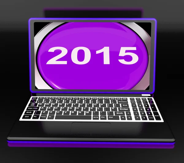 Two Thousand And Fifteen On Laptop Shows New Year 2015 — Stock Photo, Image