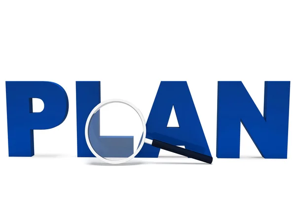 Plan woord toont plannen gepland planning en doelstellingen — Stockfoto