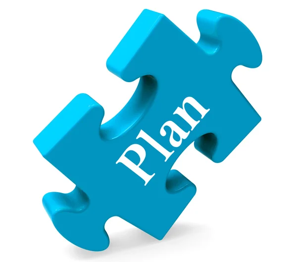Plan Puzzle Shows Objectives Planning And Organizing — Stock Photo, Image