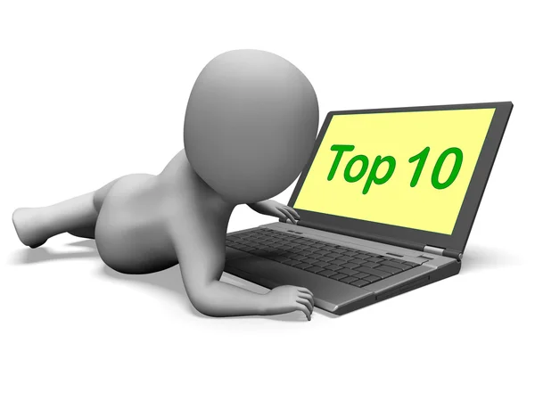 Top Ten Character Laptop muestra el mejor ranking superior —  Fotos de Stock