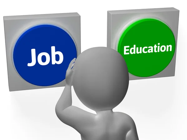 Job Education Buttons Show Employment Or College Choice — Stock Photo, Image