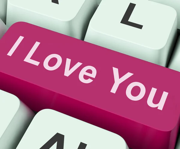 I Love You Key Shows Loving Or Romance Online — Stock Photo, Image