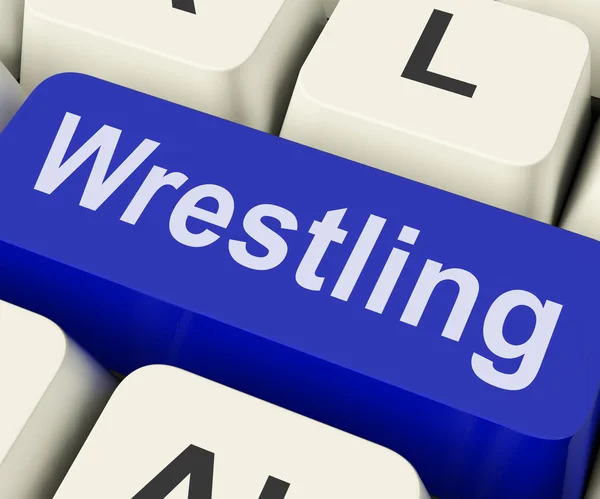 Wrestling klíč ukazuje zápasník bojovat, nebo potýkají online — Stock fotografie