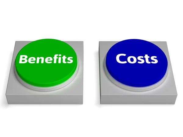 Costs Benefits Buttons Shows Cost Benefit Analysis — Stock Photo, Image