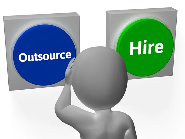 Outsource Hire Buttons Show Subcontracting Or Freelancing — Stock Photo, Image