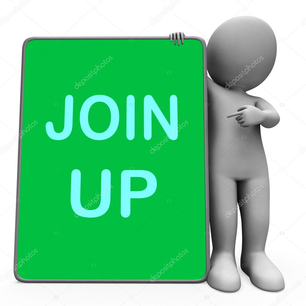 Join Up Tablet Character Shows Subscribing Member And Registrati