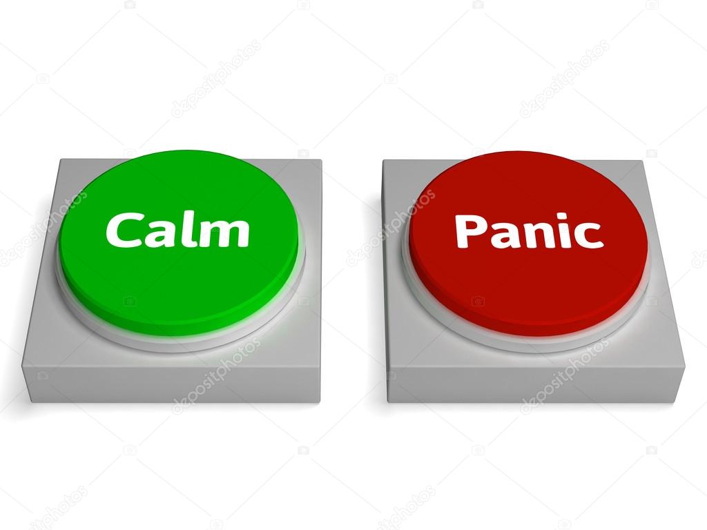 Calm Panic Buttons Show Stressed Or Relaxation