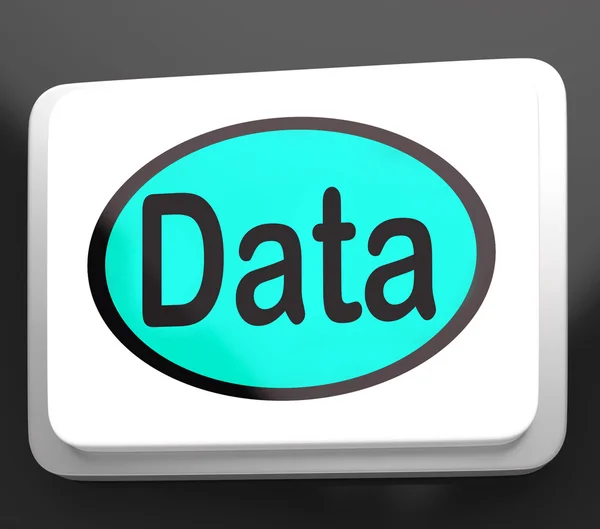 Botão de dados mostra fatos Conhecimento da informação — Fotografia de Stock