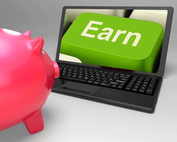 Earn Key Shows Web Income Profit And Revenue — Stock Photo, Image