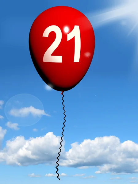 21 balon yirmi birinci mutlu doğum günü kutlaması gösterir — Stok fotoğraf