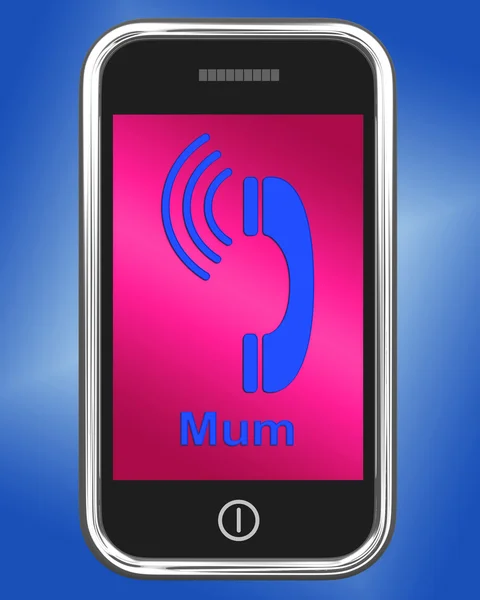 Call Mum On Phone Means Talk To Mother — Stock Photo, Image