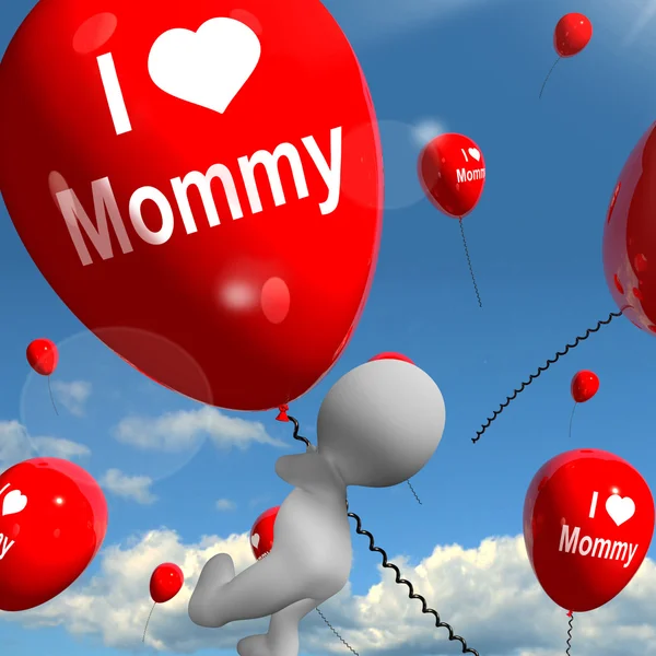 I love mommy ballons zeigt liebevolle Gefühle für Mutter — Stockfoto