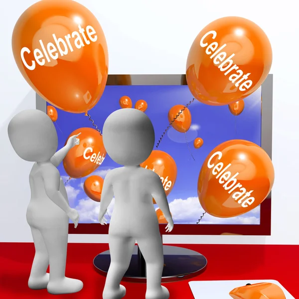 Celebrate Balloons Mean Parties and Celebrations Online — Stock Photo, Image