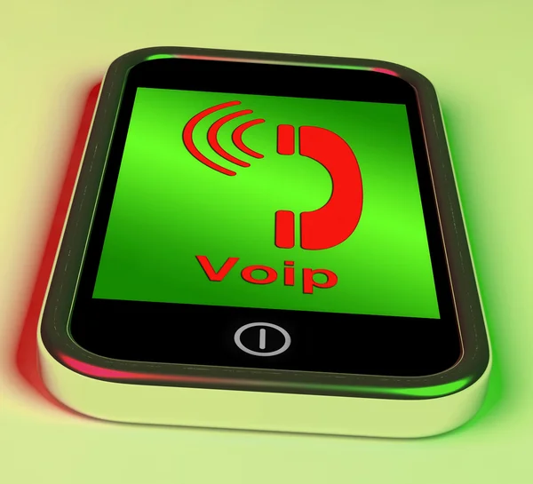 Voip On Phone Shows Voice Over Internet Protocol Or Ip Telephony — Stock Photo, Image