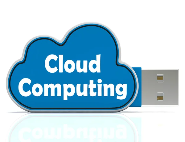 Cloud Computing Memory Stick Means Computer Networks And Servers — Stock Photo, Image