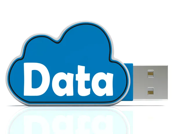 Datenspeicher-Stick zeigt Sicherung auf Cloud-Speicher — Stockfoto