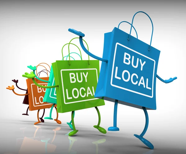 Köpa lokala väskor representerar grannskapet företag och marknad — Stockfoto