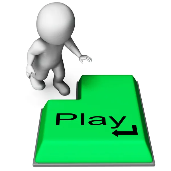 Toets Play betekent online spelen en vermaak — Stockfoto