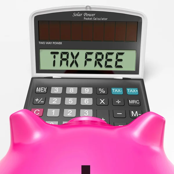 Calculadora isenta de impostos mostra mercadoria isenta de impostos — Fotografia de Stock