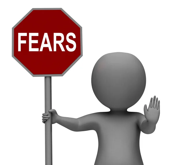 Fears Stop Sign Shows Stopping Afraid Scared Nervous — Stock Photo, Image